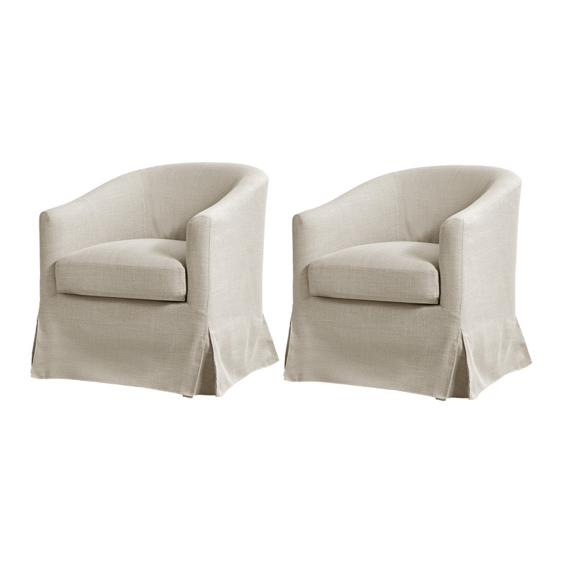 Fauteuil demi-tonneau pivotant Amadou, Linen