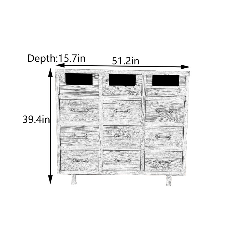Retro  Console Cabinet, 39.4" H x 51.2" W x 15.7" D
