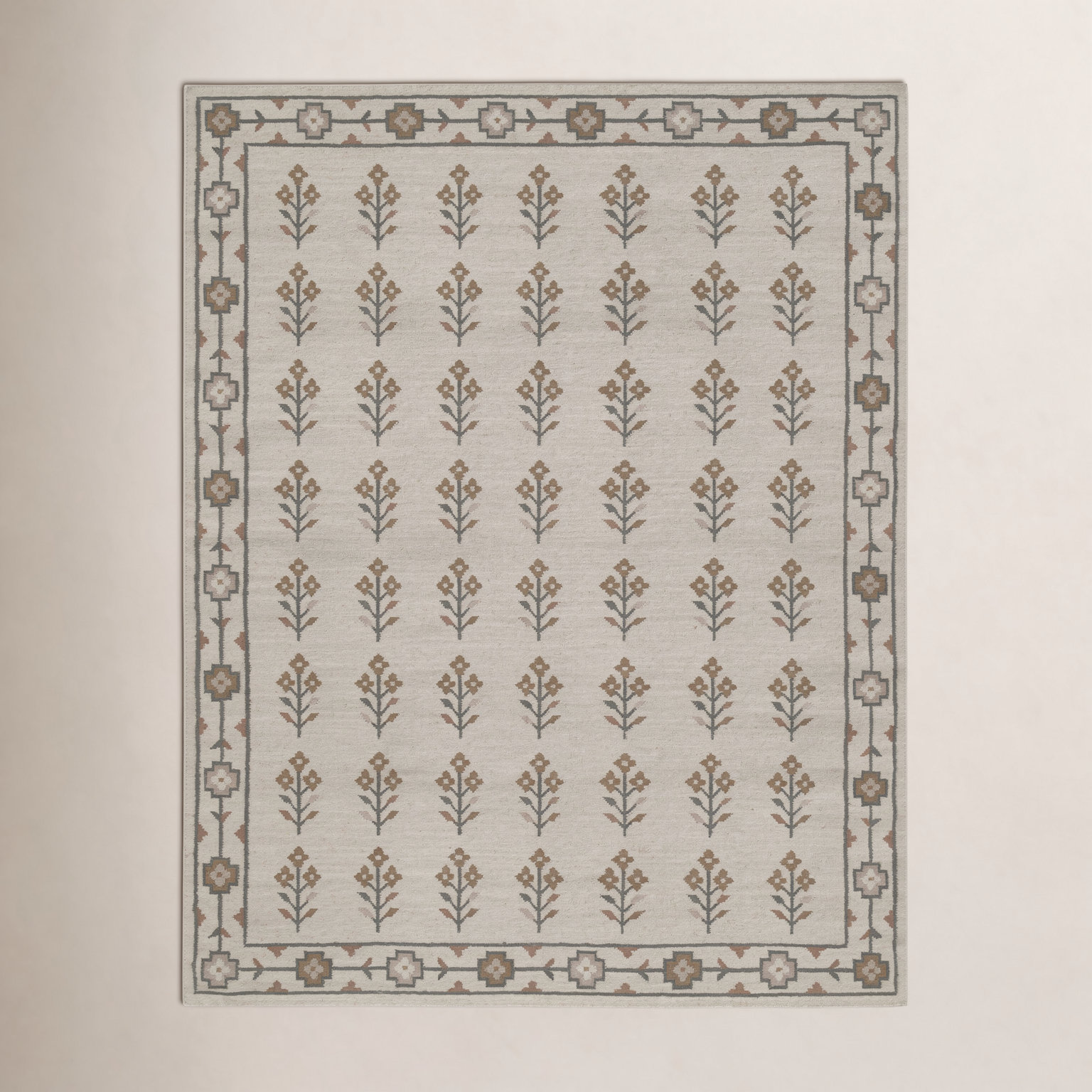 Heidi Flatweave Floral Wool Rug, Ivory, 8'9x11'9