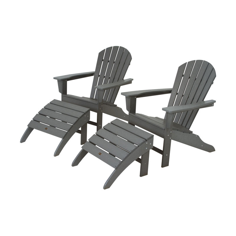 POLYWOOD South Beach 4-Piece Adirondack Set, Slate Gray