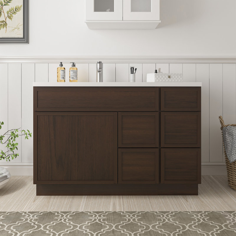 Base de meuble-lavabo simple 48 po seulement, Brun