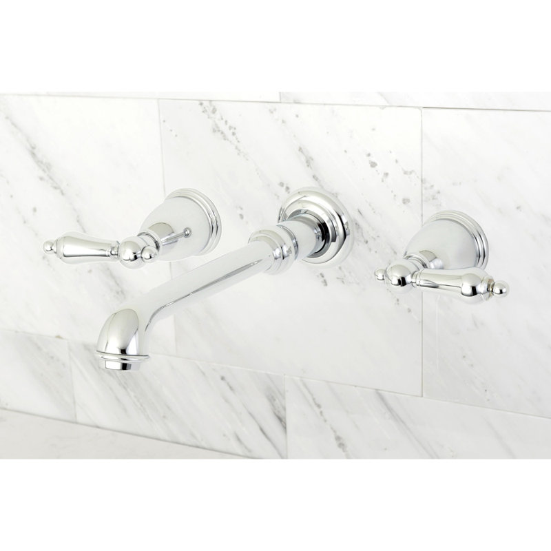 Kingston Brass English Country Two-Handle 3-Hole Wall Mount Bathroom Faucet, Polished Chrome