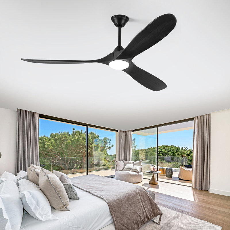 Ceiling Fan with LED Lights, 152cm, Black