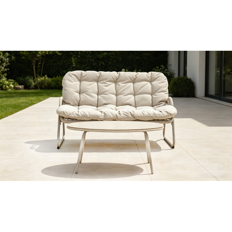 Chaise double en rotin PE de qualité supérieure avec structure en métal - Confort et durabilité ultimes pour votre patio