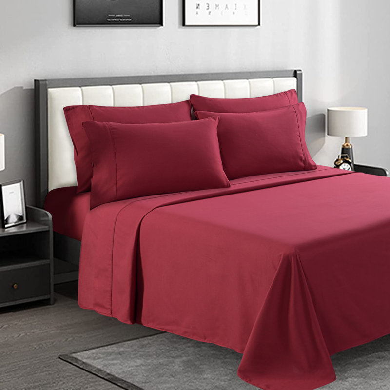 Sheet Set6 Microfiber Sheet Set, Burgundy