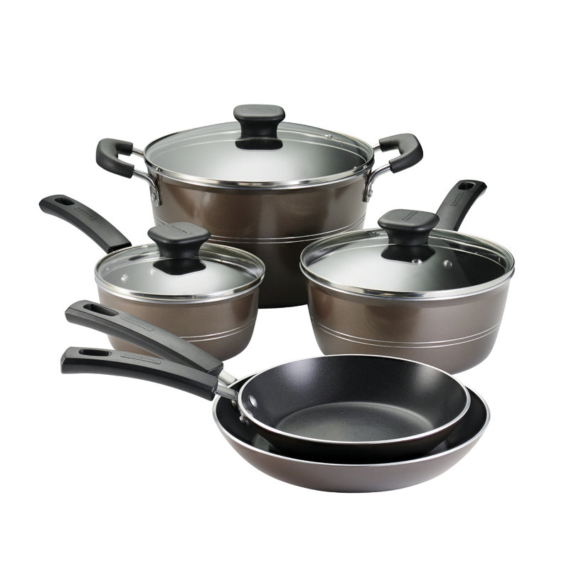 Batterie de cuisine antiadhésive en aluminium 8 pièces de la collection Sicilia de Framboise, Noisette