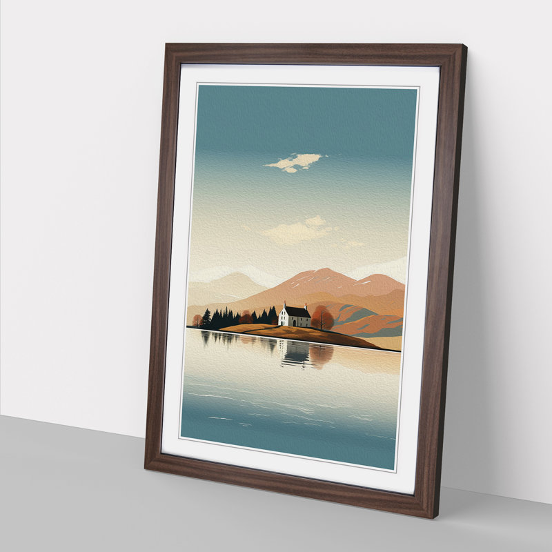 Scotland Minimalism - Single Picture Frame Print on Wood, 46cm H x 34cm W x 2cm D, Walnut