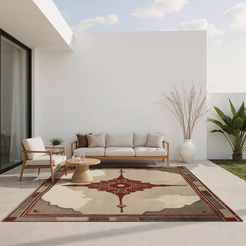 Broken Continuum Indoor And Outdoor Area Rug, Rectangle 4' x 6'