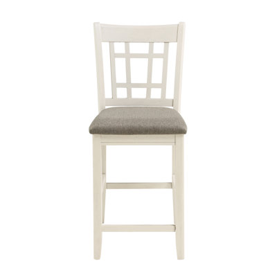Chaises à hauteur de comptoir blanc antique avec cadre en bois 2 pièces - Siège rembourré brun pour une expérience culinaire délicieuse