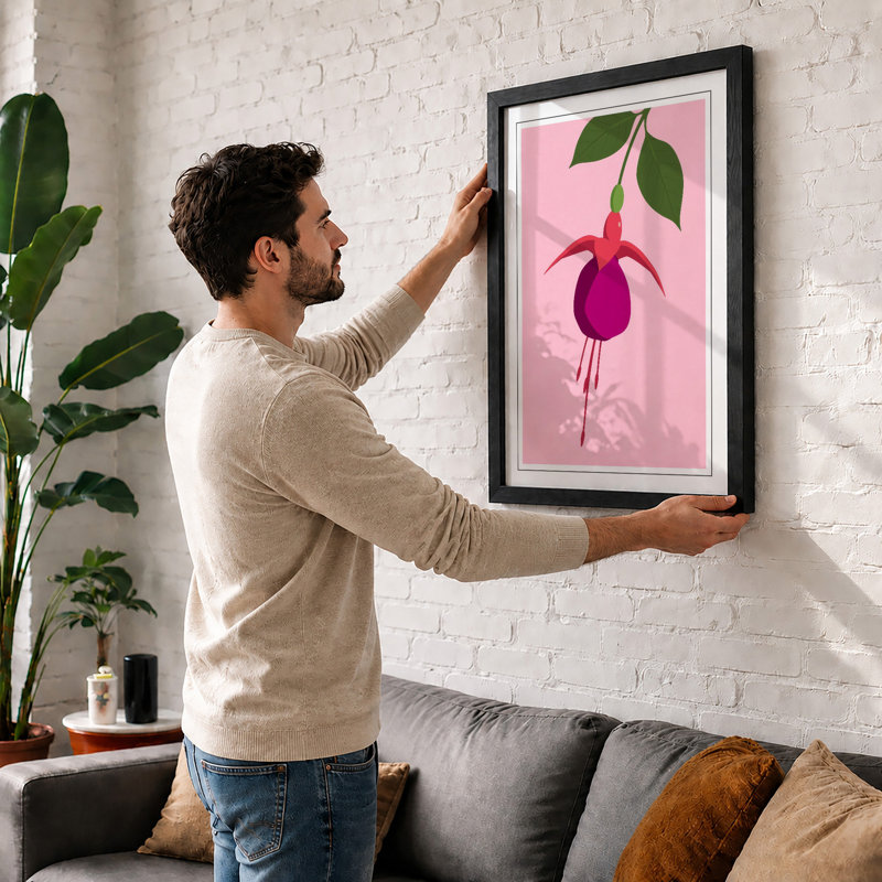 Fuchsia Bloom Botanical - Print, A4 - 29.7 x 21.0 cm, White