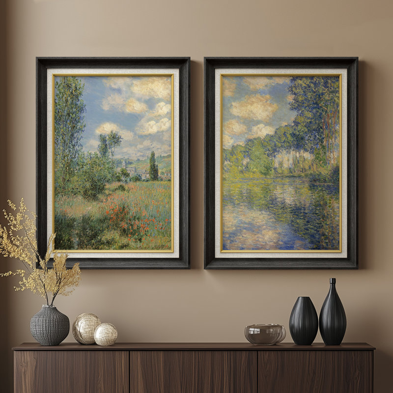 Set of 2 Premium Framed Art Artworks on Premium Canvas with 26"x36" Frame, Black