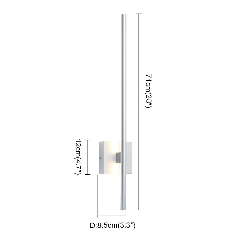 Appliques murales de style simple pour salle de bain Kylese, H 28 po x l 4,7 po x P 3,3 po, Argent