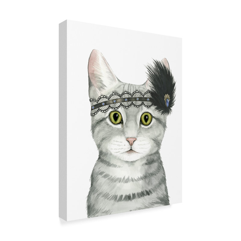 « downton cat iii », peinture sur toile tendue, H 19 po x l 14 po x P 2 po