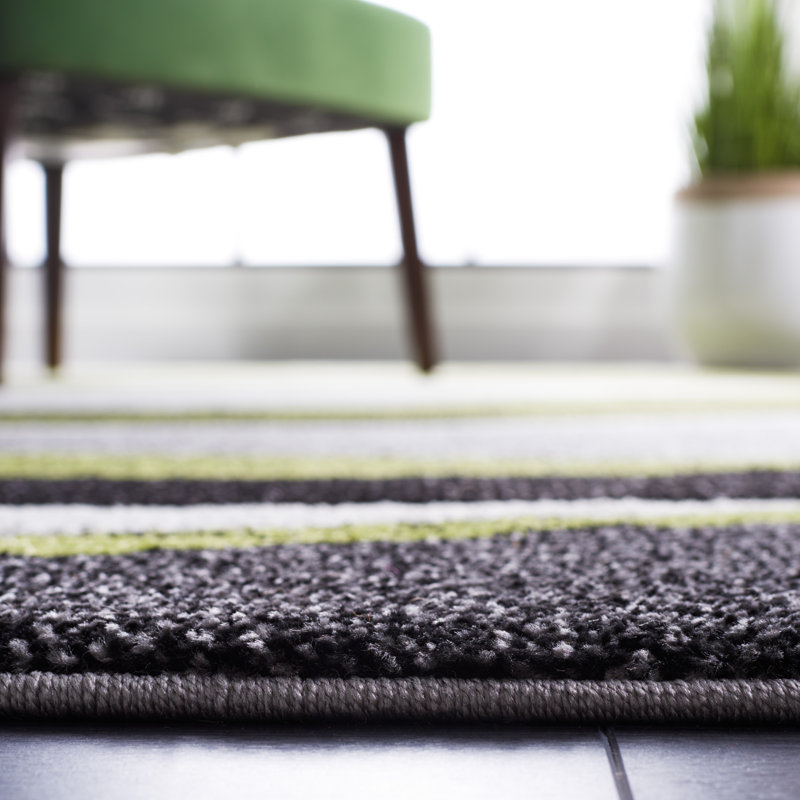 Dubach Abstract Machine Made Power Loom Polypropylene Indoor Area Rug in Gray/Green/White, Rectangle 5'3" x 7'6"