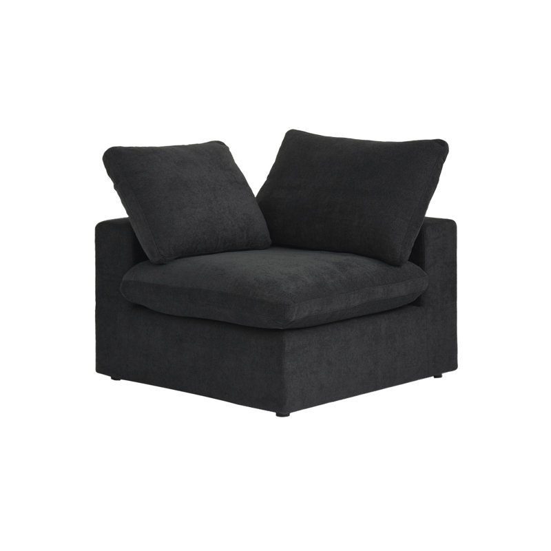Fauteuil d'angle à housse en lin mélangé, Noir