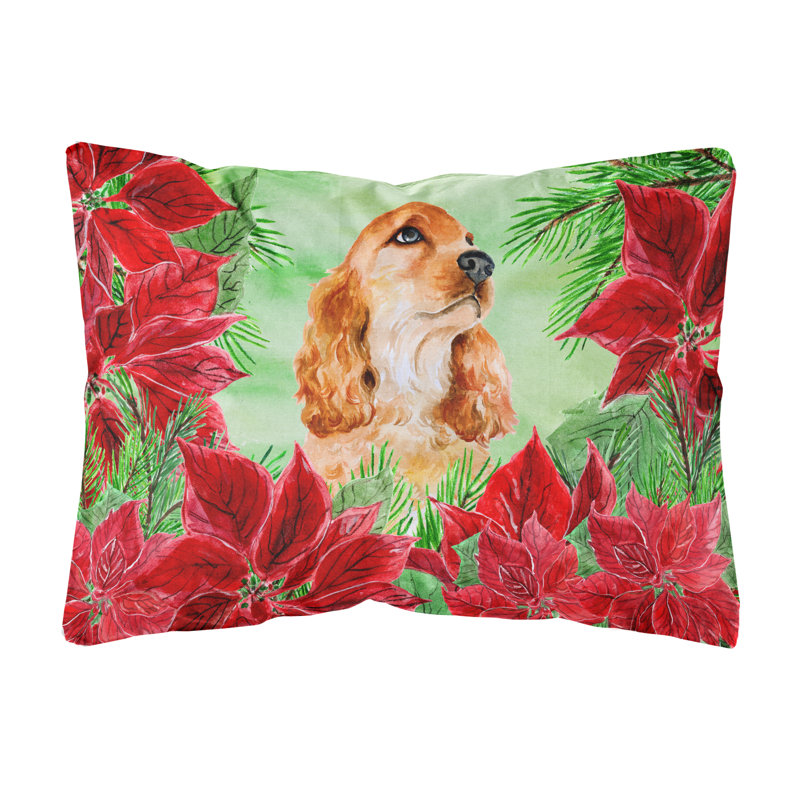  Coussin intérieur / extérieur Cocker Spaniel Poinsettas