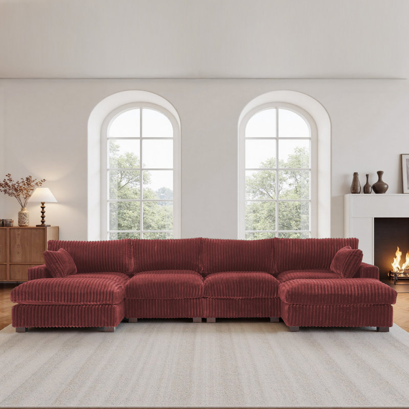 Canapé modulaire réversible en fausse fourrure de lapin avec canapé modulaire réversible 4 pièces 4 pièces, Vert