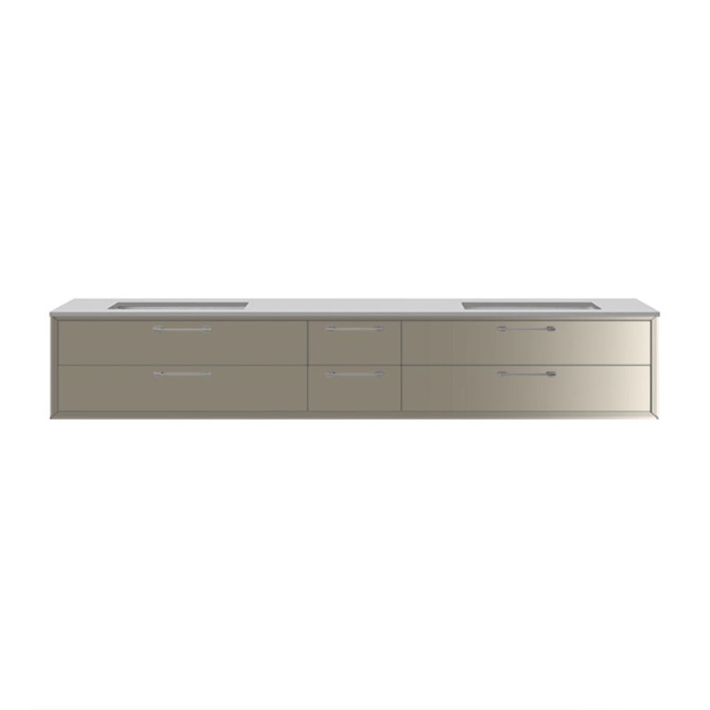 Gemelli 71.75'' W Double Bathroom Vanity Base, Gloss Taupe