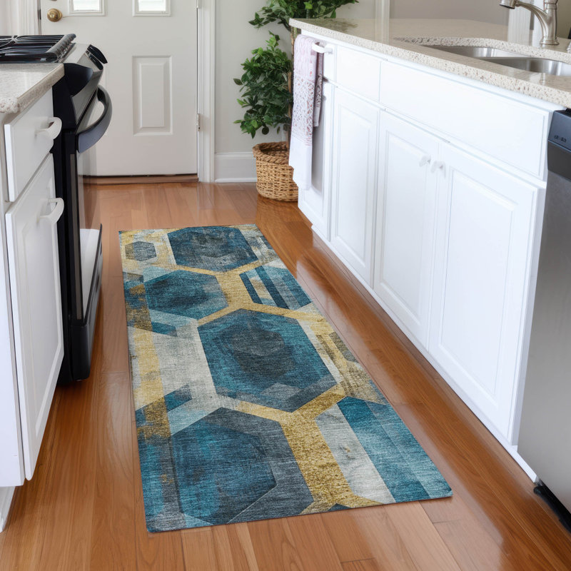 Premium Machine Washable Varroville AMF1722 Geometric Rug, Runner 2'3" x 7'6"