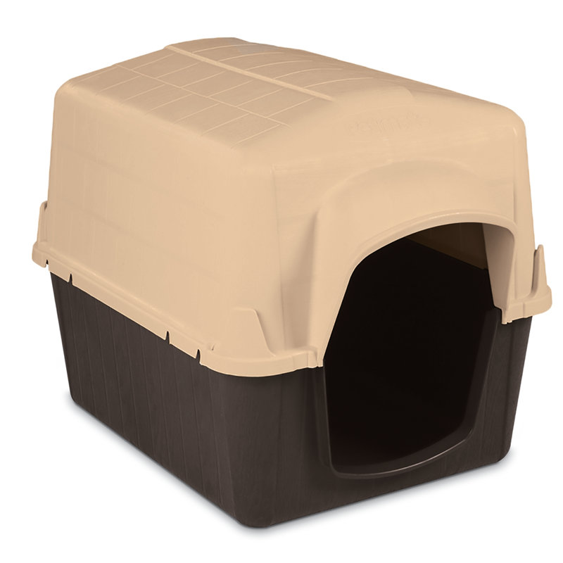 Aurora Plastic Dog House, 21" H x 22" W x 29" D, Brown
