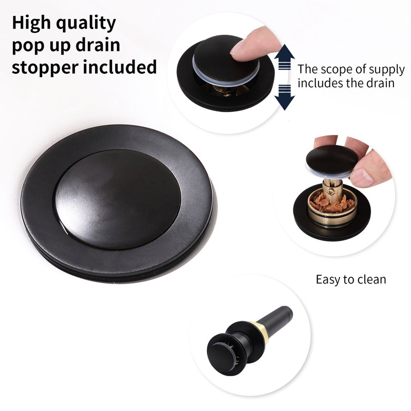 Matte Black Bathroom Faucet 2 Handles, 360 Degree Swiveling Spout With Pop-Up Drain & Supply Hoses, 6 Inch Vanity Sink Fitting, Scratch, Rust-, , Water Saving, Quick Installation 4011B In Black, 2