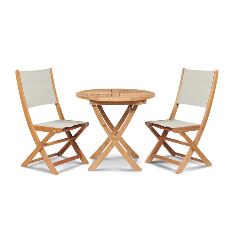 Stella Folding Teak Patio Dining Chair, White