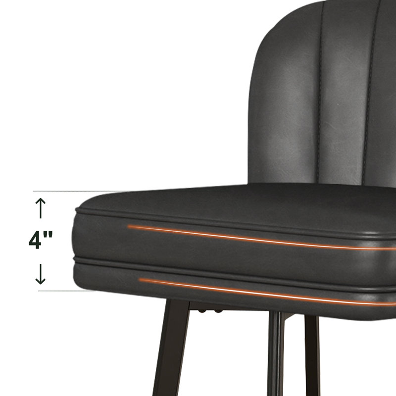 26" Swivel Counter Height Bar Stools With Backs For Kitchen Island, Black, 3, Counter Stool (26” Seat Height)