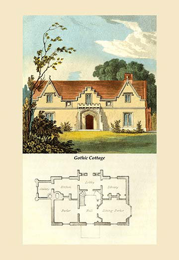 « a gothic maison » par j. b. papworth, reproduction d’art sur toile