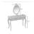 Luxury Makeup Vanity Desk With Oval Mirror, 3 Drawers And Intricate Carvings-1705725513