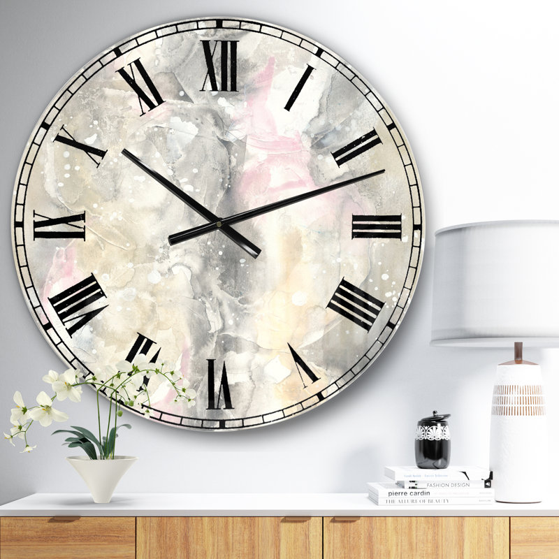 Grande horloge murale Modern Farmhouse - Aquarelle flocons de neige II, Grand
