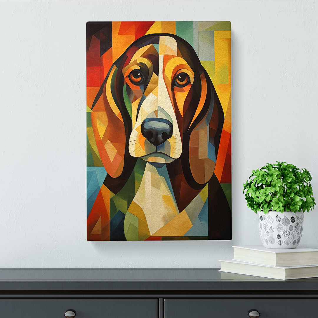 Basset Hound Cubism No.2 - Wrapped Canvas
