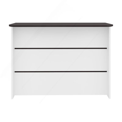 Kitchen Island 35.4" H, 3 Shelves, White / Black Wengue - Kitchen