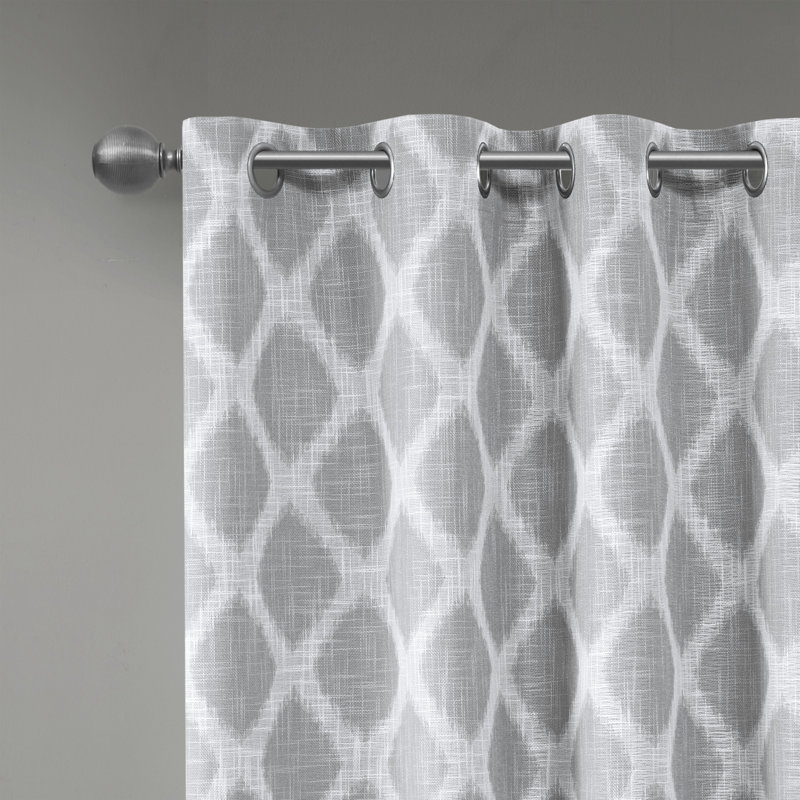 Gray Ikat Print Blackout Grommet Curtain Panel