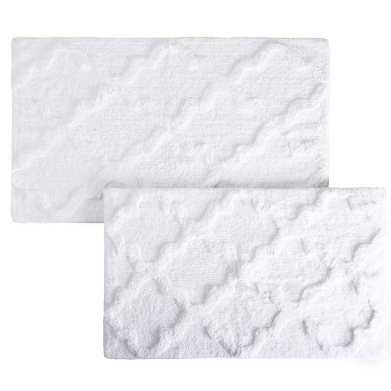 Ensemble de tapis de salle de bain en coton 2 pièces Freja, Blanc