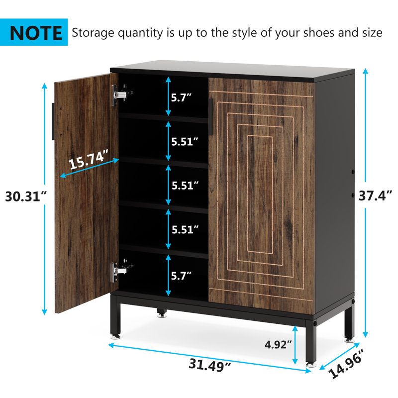 20 Pair Shoe Storage Cabinet, Black/Brown