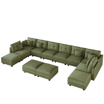 12 Seat Corduroy Convertible Modular Sectional Sofa With Storage, 8 Back Cushion 8 Throw Pillow