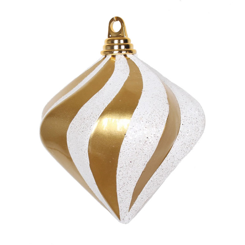 Ornement en forme de diamant, Doré / Blanc, H 6 po x l 6 po x P 6 po