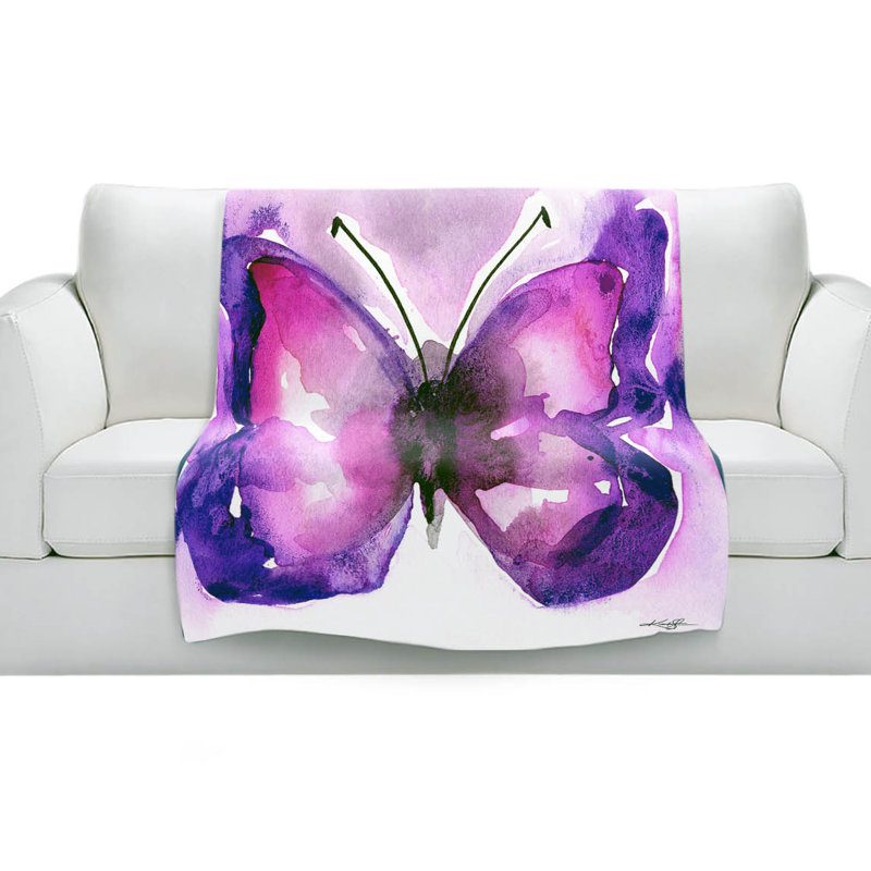 Couverture sherpae et douce papillon aquarelle 31, l 68 po x L 80 po