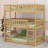 Triple Wood Bunk Bed, With Ladders, Guardrails-1429399473