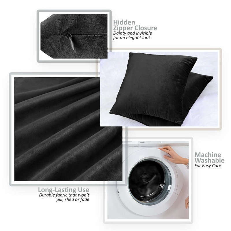 Nayelee Square Cushion Cover, Black