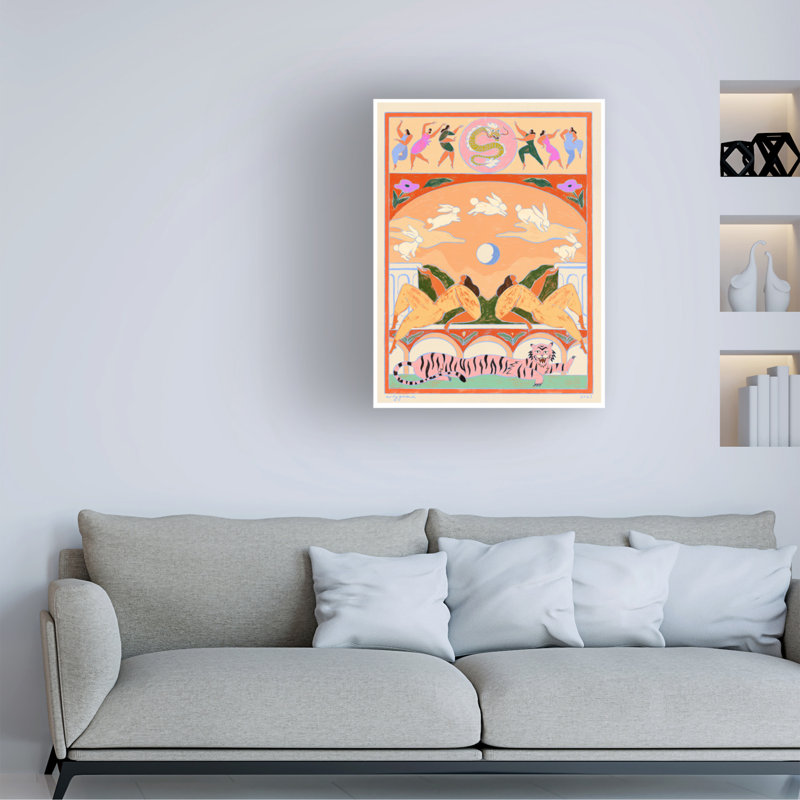 Lapin saute par-dessus la lune sur toile, H 24 po x l 18 po x P 2 po