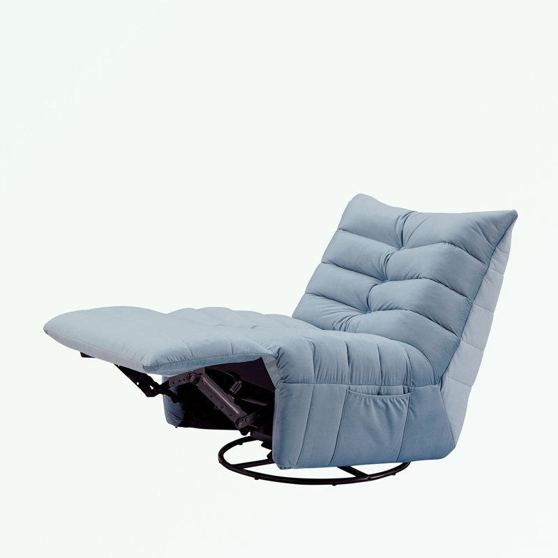 Chaise longue en velours Namra, Bleu lac