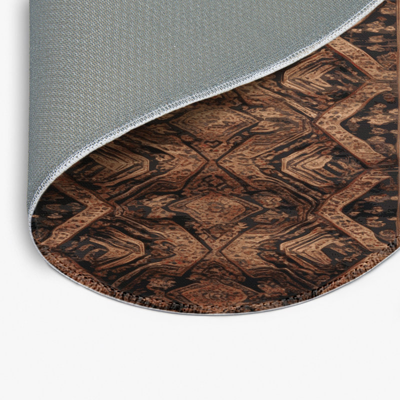 ArtDeco Brown Indoor and Outdoor Area Rug, Round 5'
