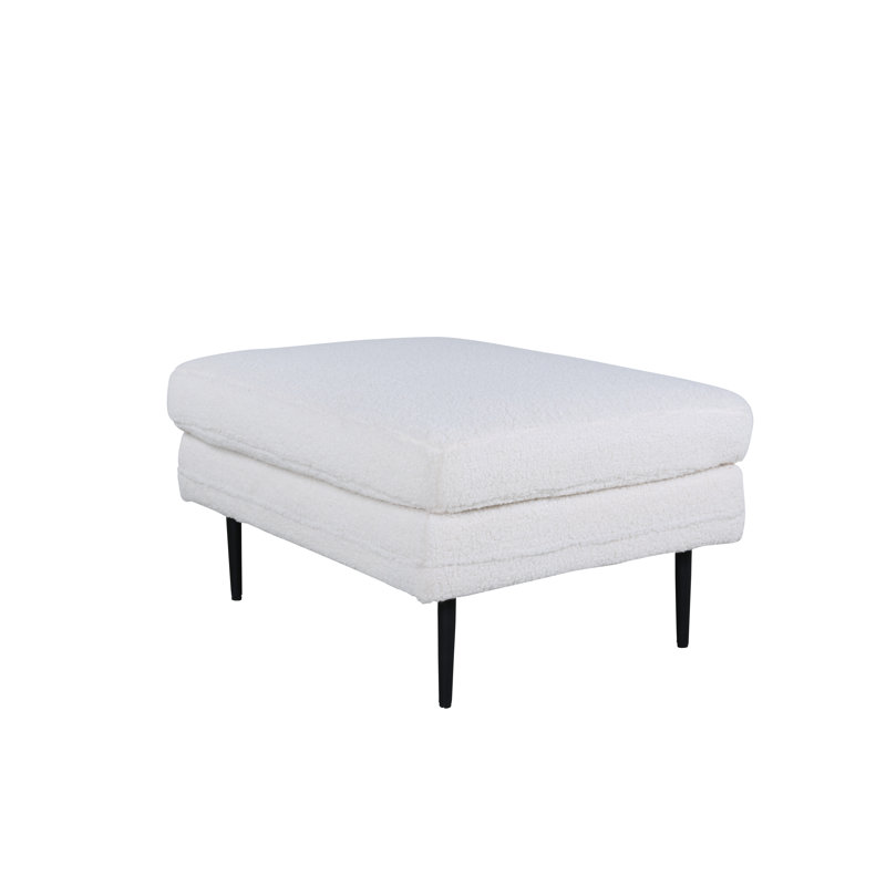 Horta 40cm Wide Square Ottoman, White, Black