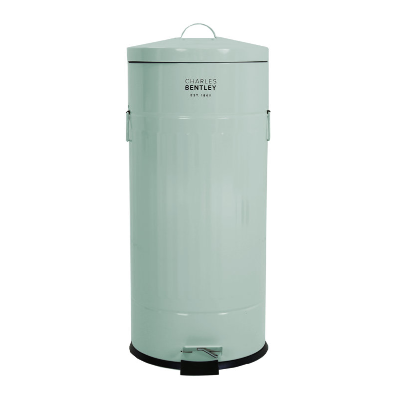 Retro Steel Step On Kitchen Trash Can - 30L, Green