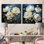 White Whispers Of Peony - Ensemble de 2 pivoines carrées