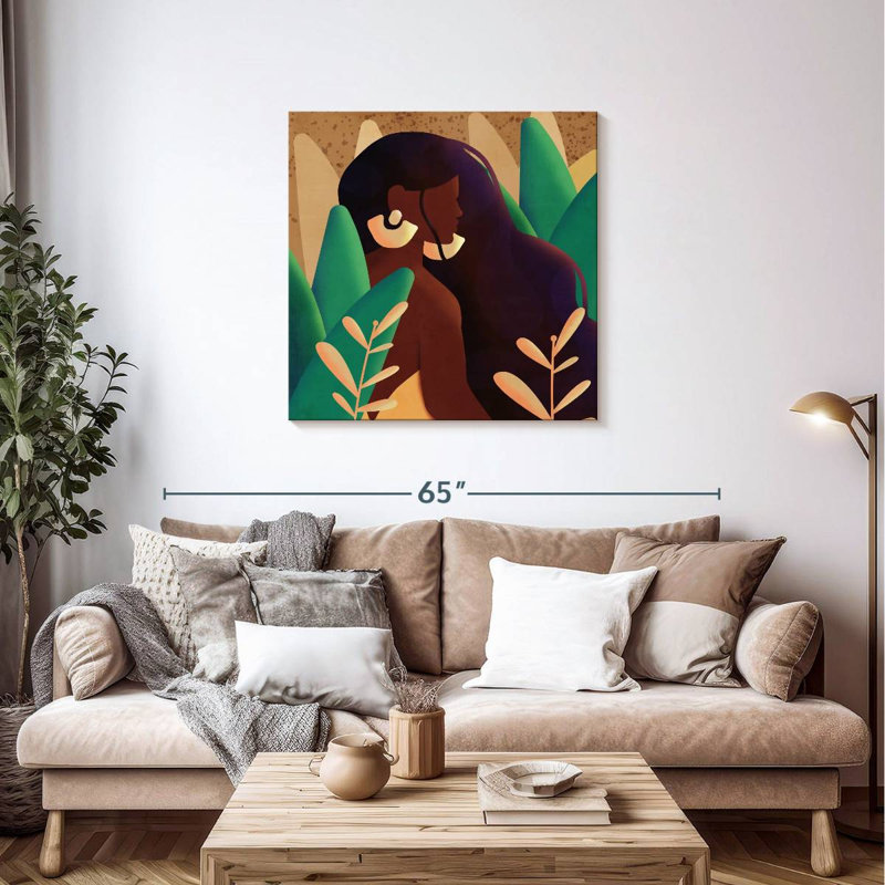 Portrait de femme tropicale, H 36 po x l 36 po