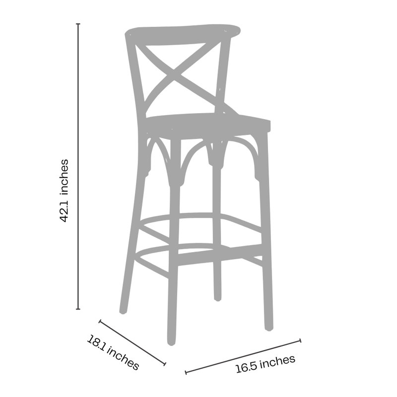 Afkar Counter Stool with Solid Wood Frame, Walnut