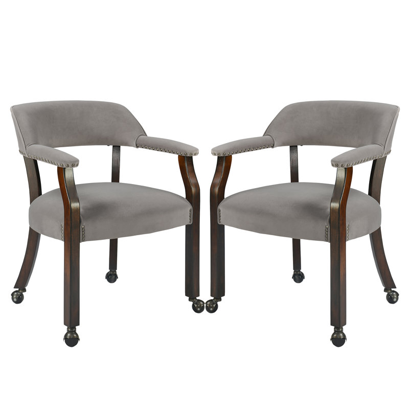 Chaise de salle à manger rembourrée en tissu de style moderne Mid-Century Wexford, 2, Gris clair