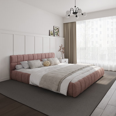 Chenille Upholstered Bed Frame With Headboard